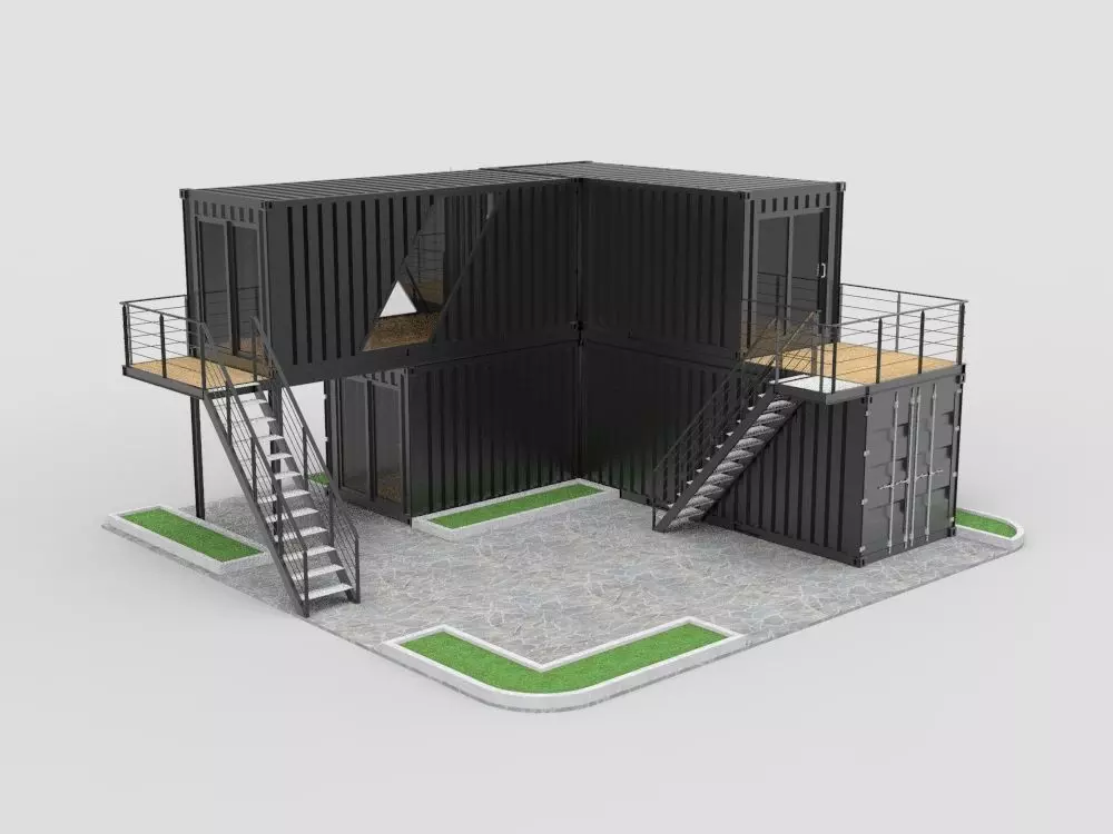 Shipping Container Cafe 3D model_0