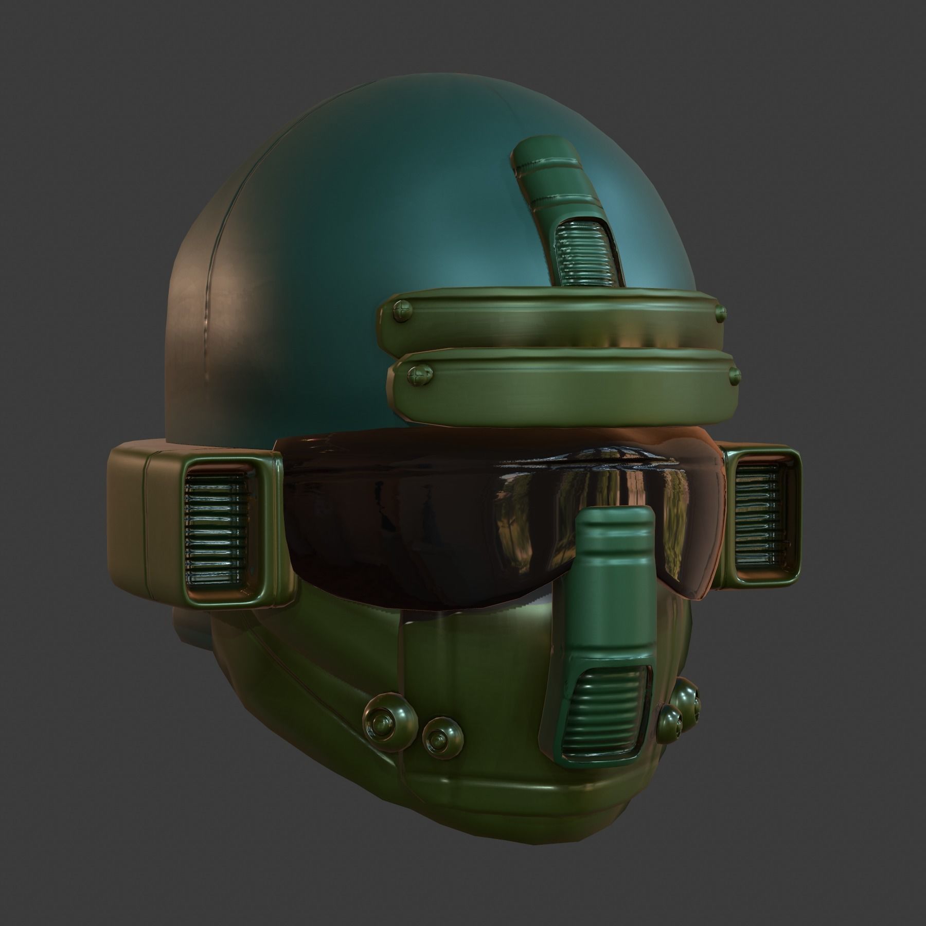 Gas mask helmet 3d model scifi Low-poly Low-poly 3D model_3