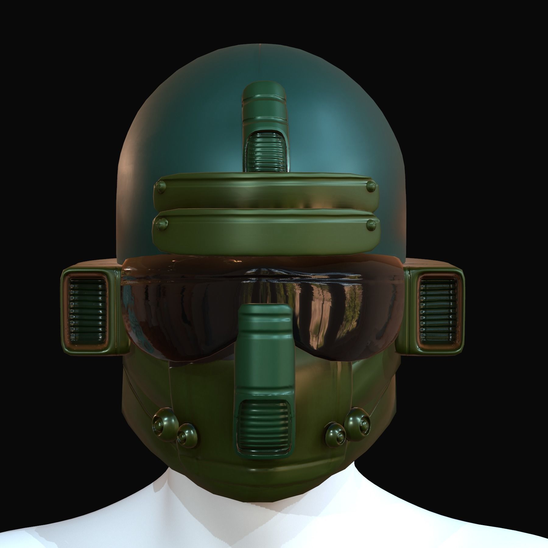 Gas mask helmet 3d model scifi Low-poly Low-poly 3D model_1