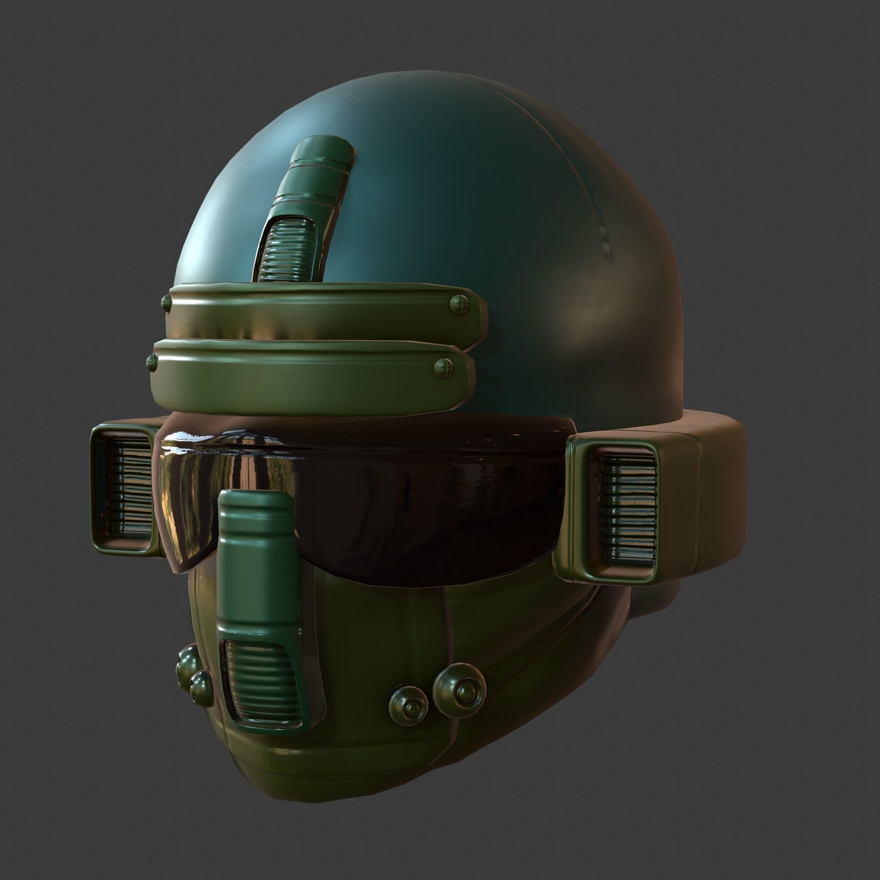 Gas mask helmet 3d model scifi Low-poly Low-poly 3D model_2