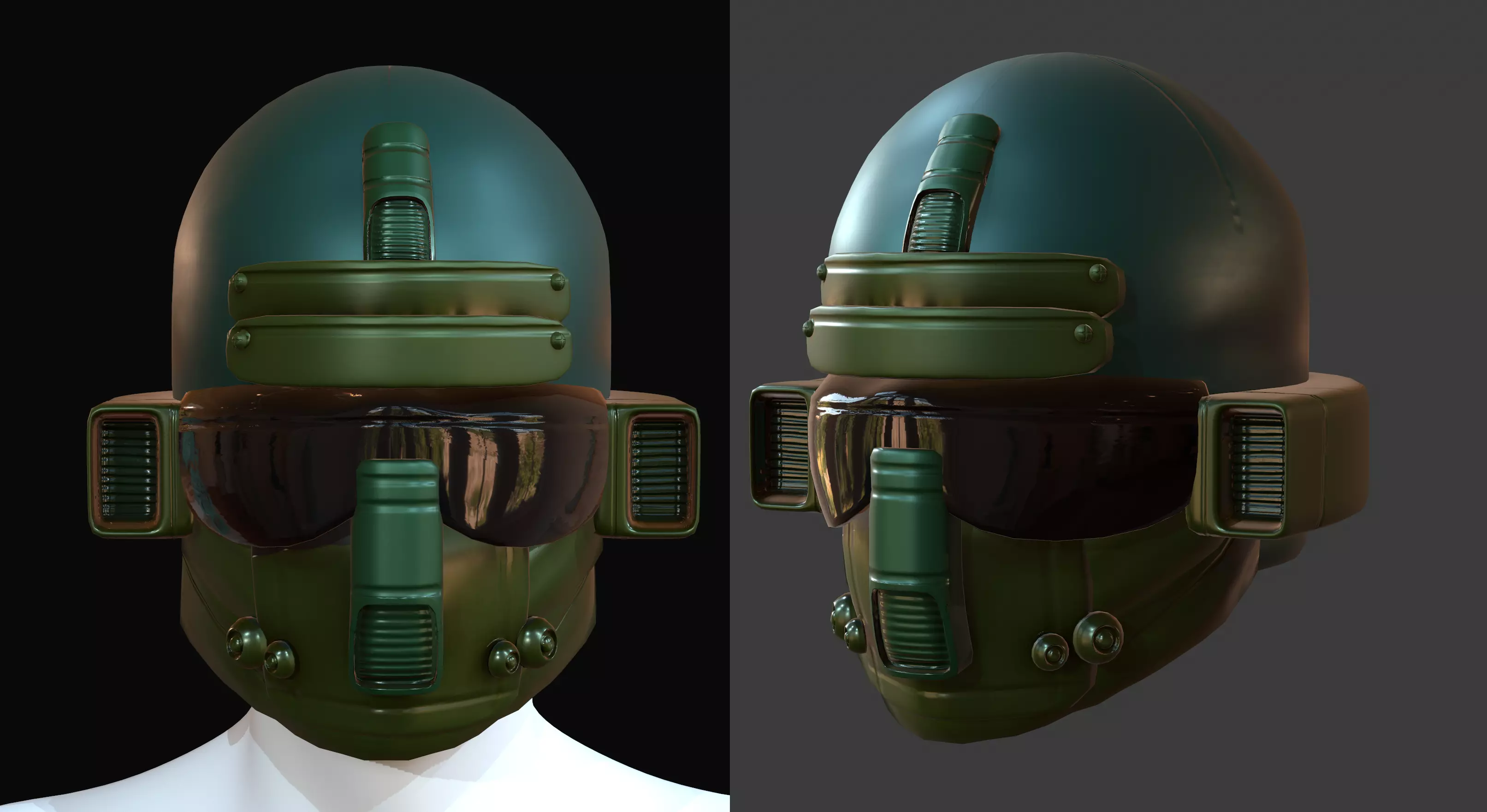 Gas mask helmet 3d model scifi Low-poly Low-poly 3D model_0