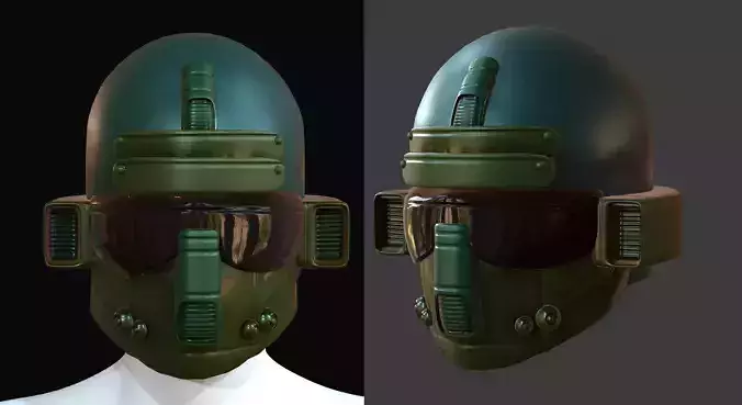 Gas mask helmet 3d model scifi Low-poly 