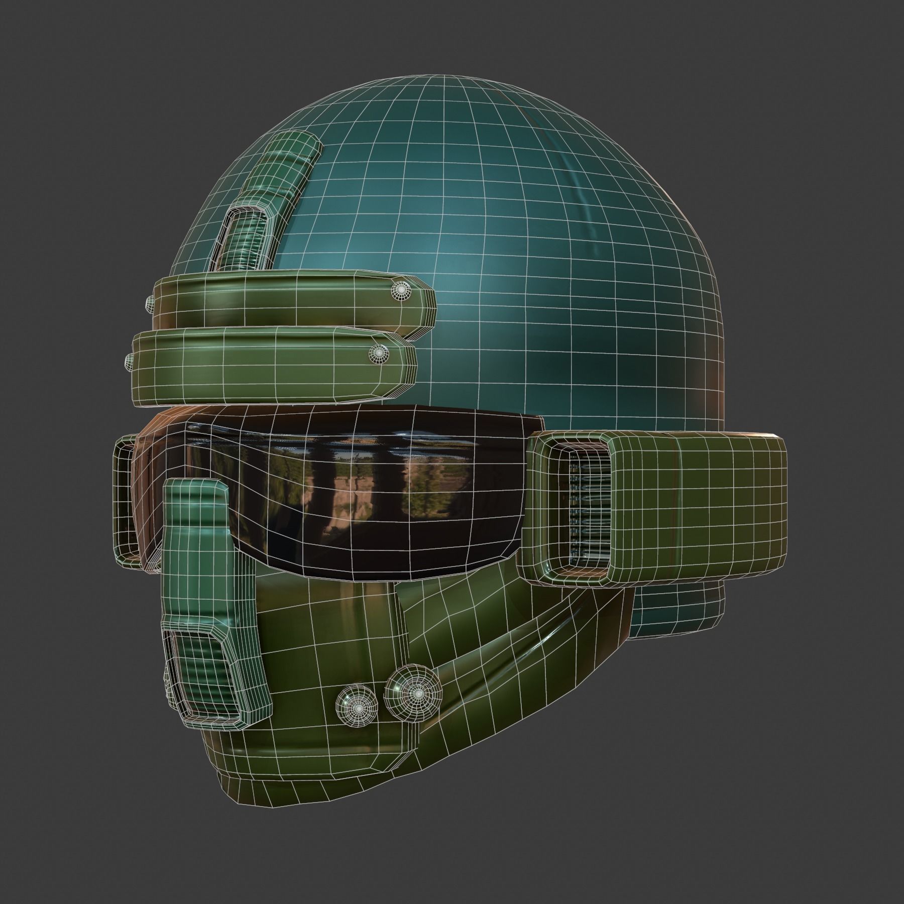 Gas mask helmet 3d model scifi Low-poly Low-poly 3D model_6