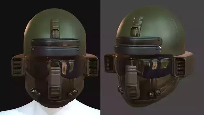 Gas mask helmet 3d model scifi Low-poly 