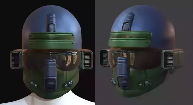 Gas mask helmet 3d model scifi Low-poly 