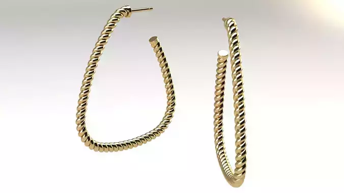 Cable Delta Hoop Earring 40 mm