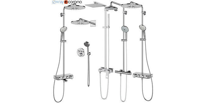 Shower systems GROHE set 107 3D model
