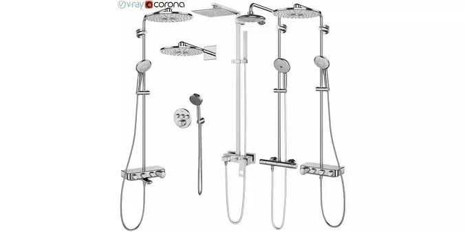 Shower systems GROHE set 107 3D model