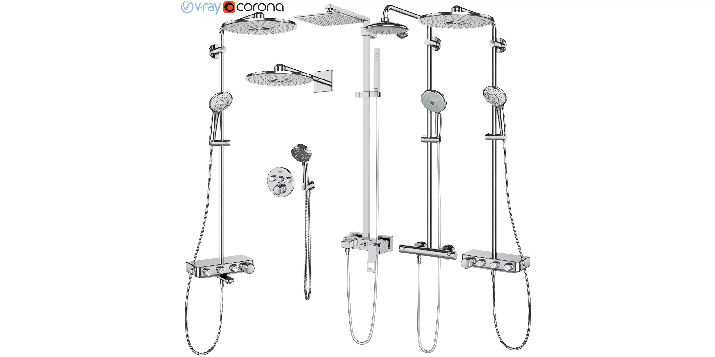 Shower systems GROHE set 107 3D model_0