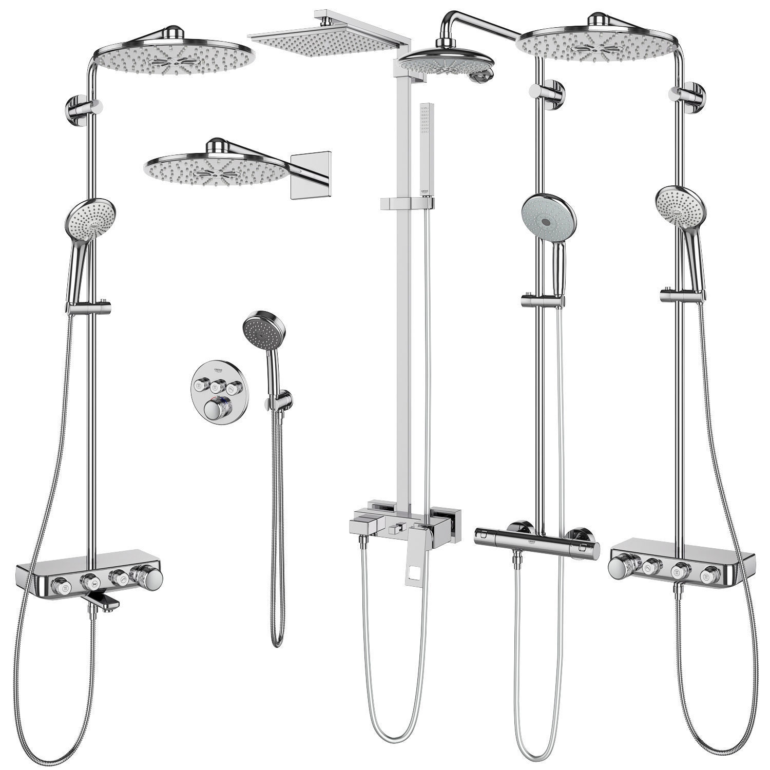 Shower systems GROHE set 107 3D model_1