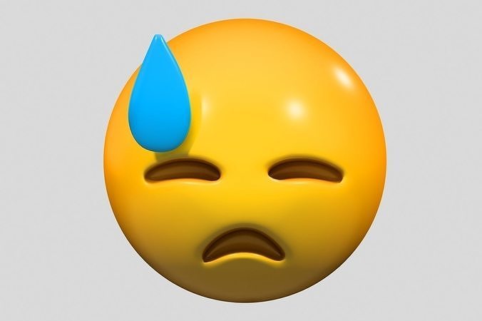 Emoji Downcast Face with Sweat 3D model