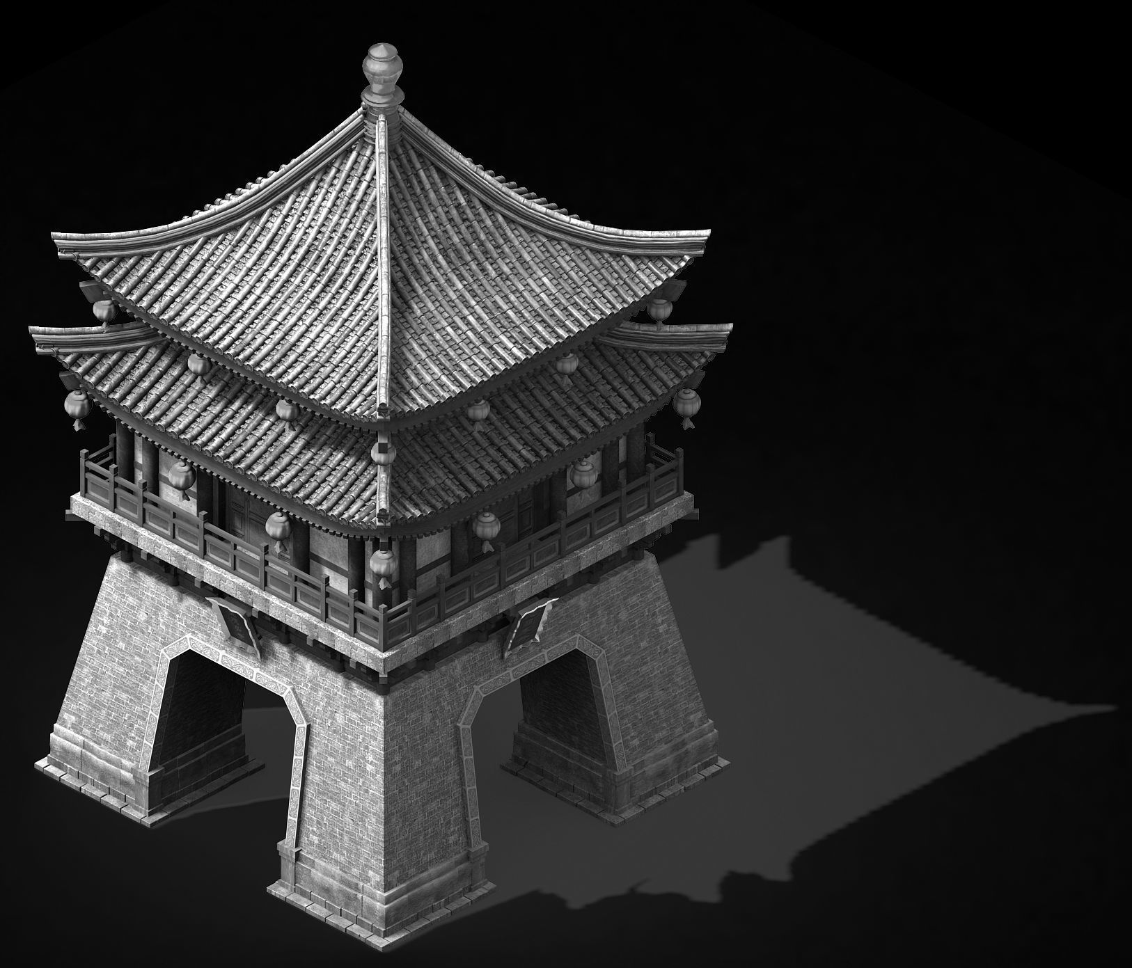 Chang an City-Bell Tower 12 3D model_2
