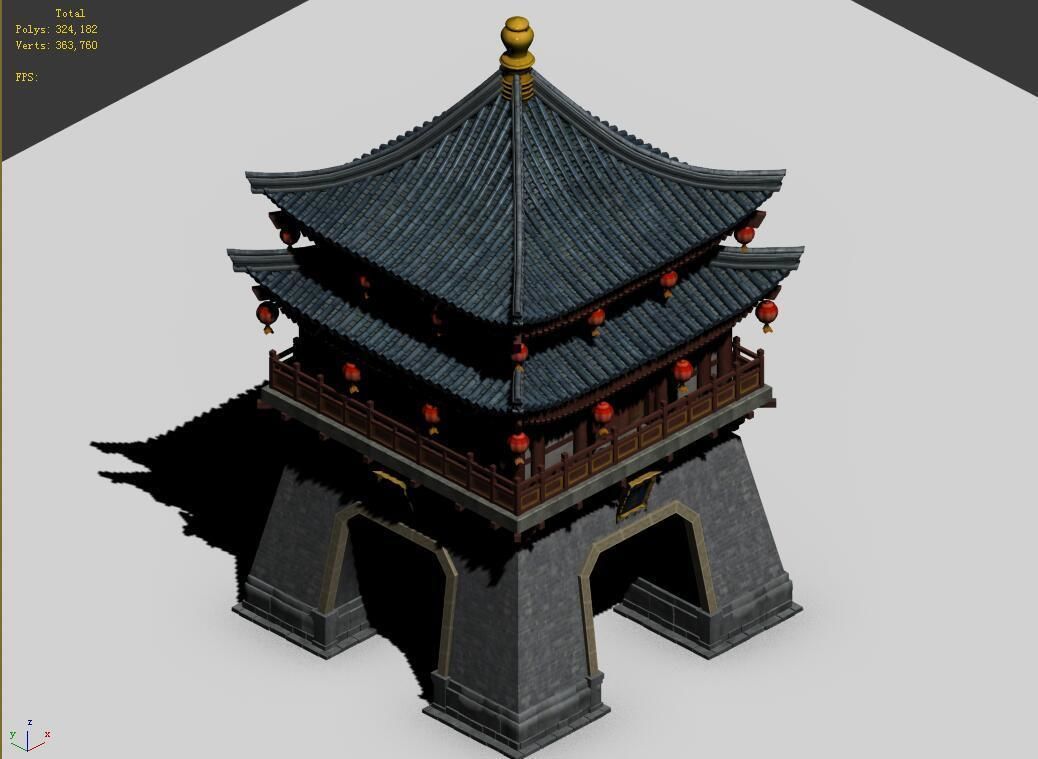 Chang an City-Bell Tower 12 3D model_3