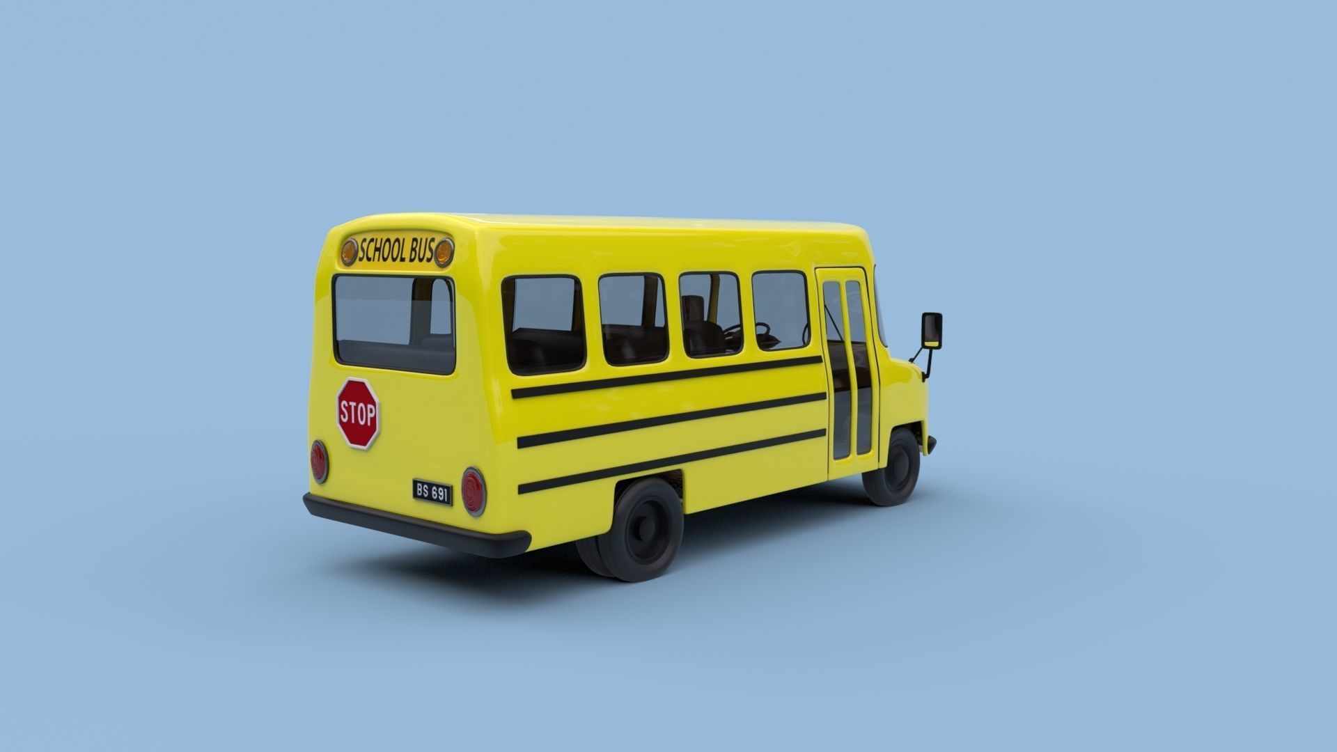 Cartoon School Bus 3D model_7