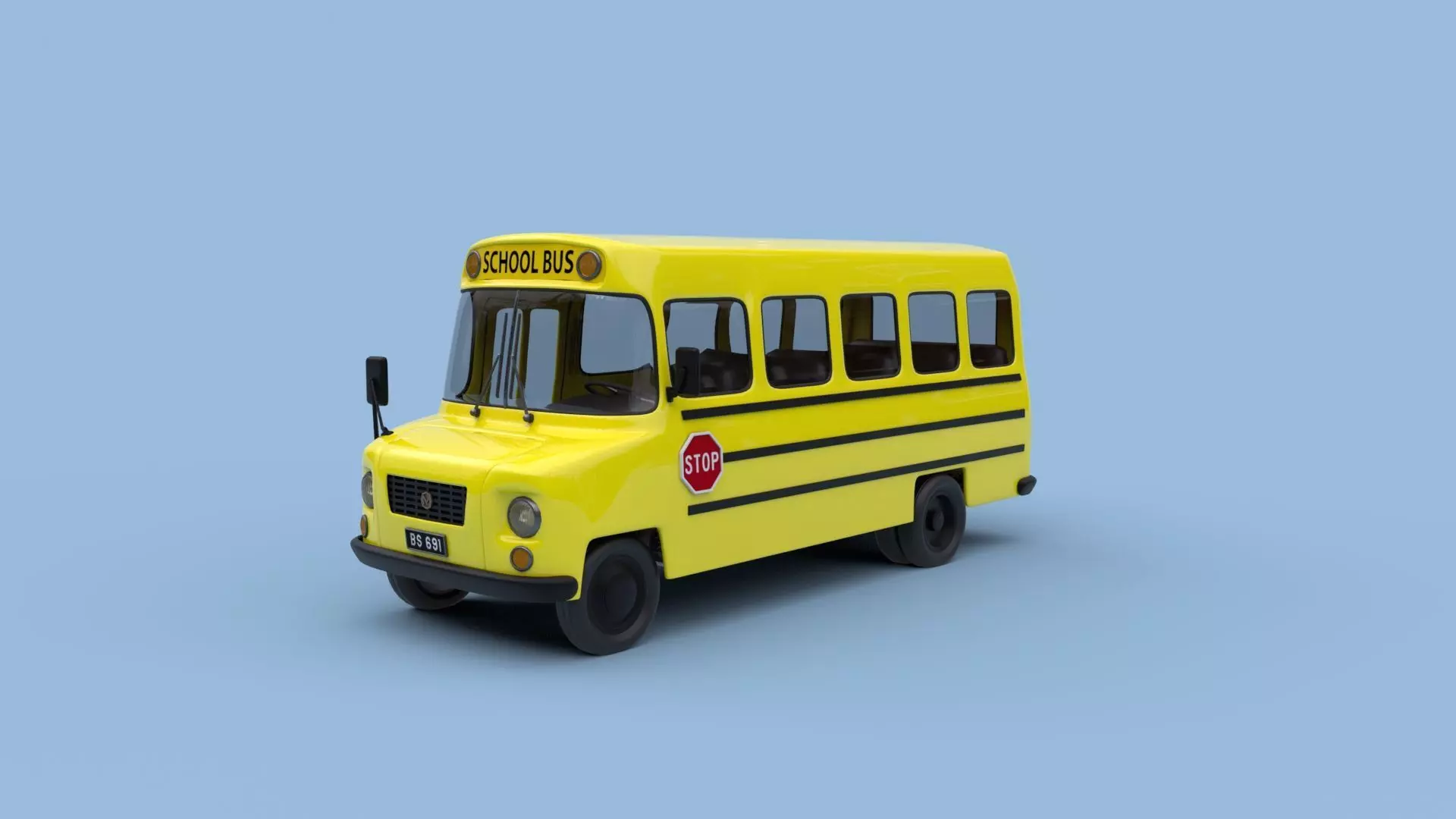 Cartoon School Bus 3D model_0