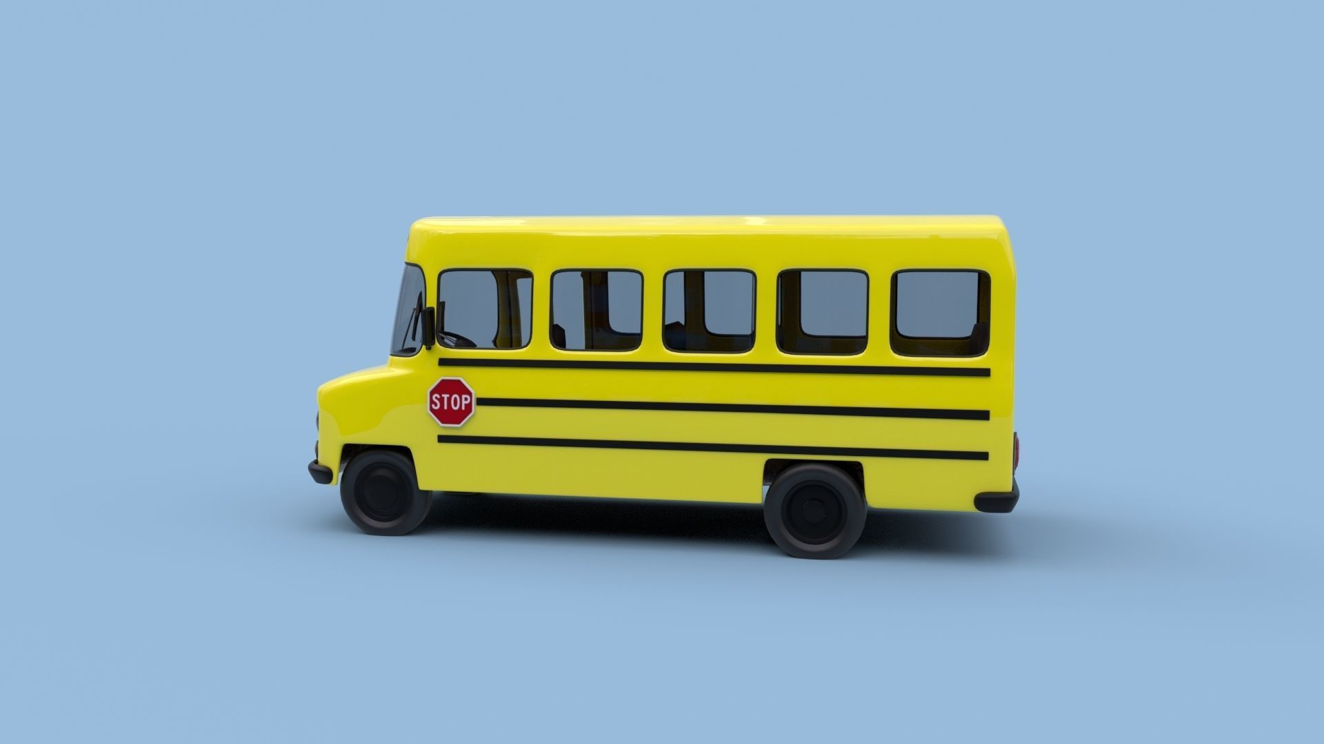 Cartoon School Bus 3D model_11