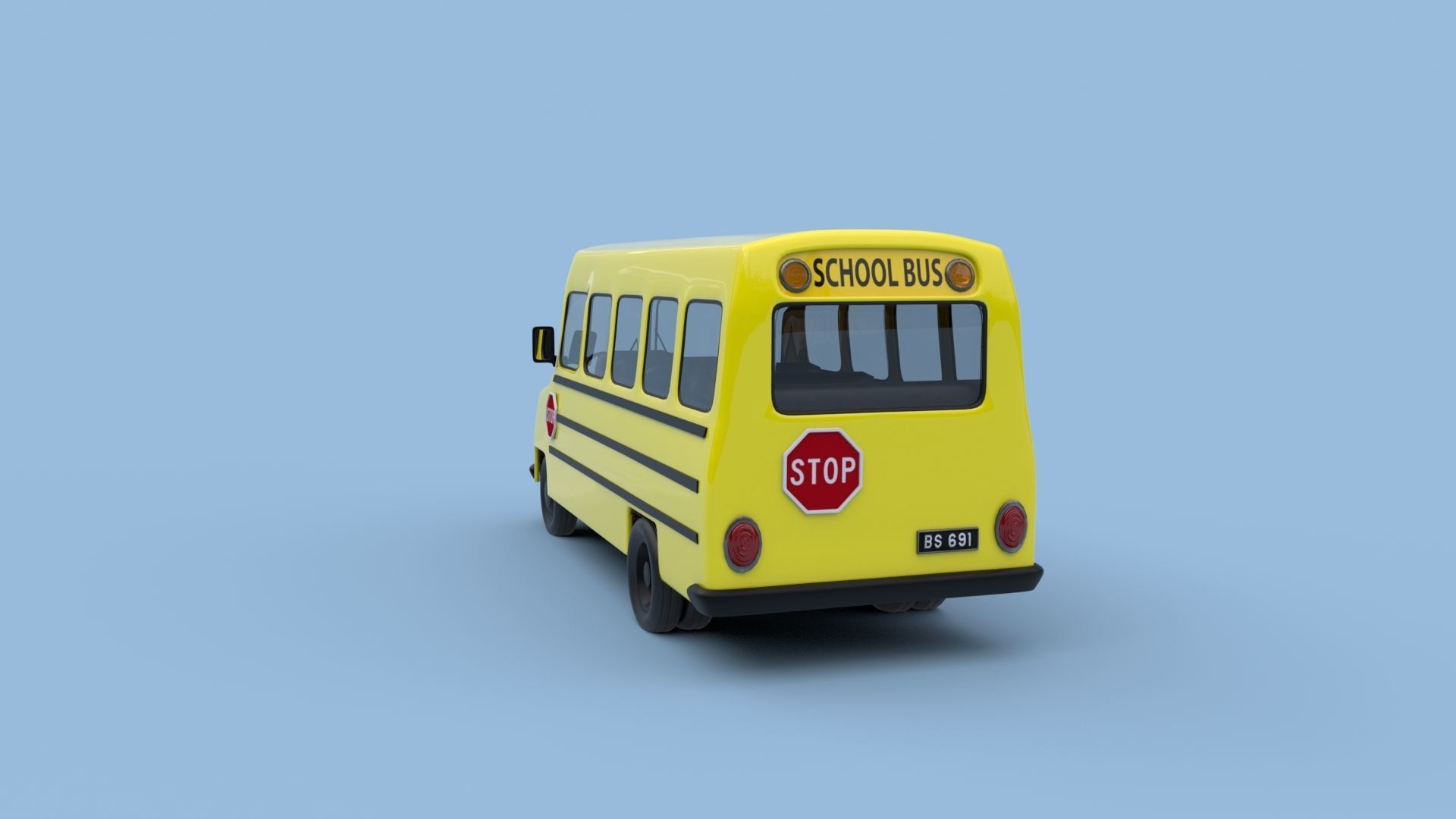Cartoon School Bus 3D model_9