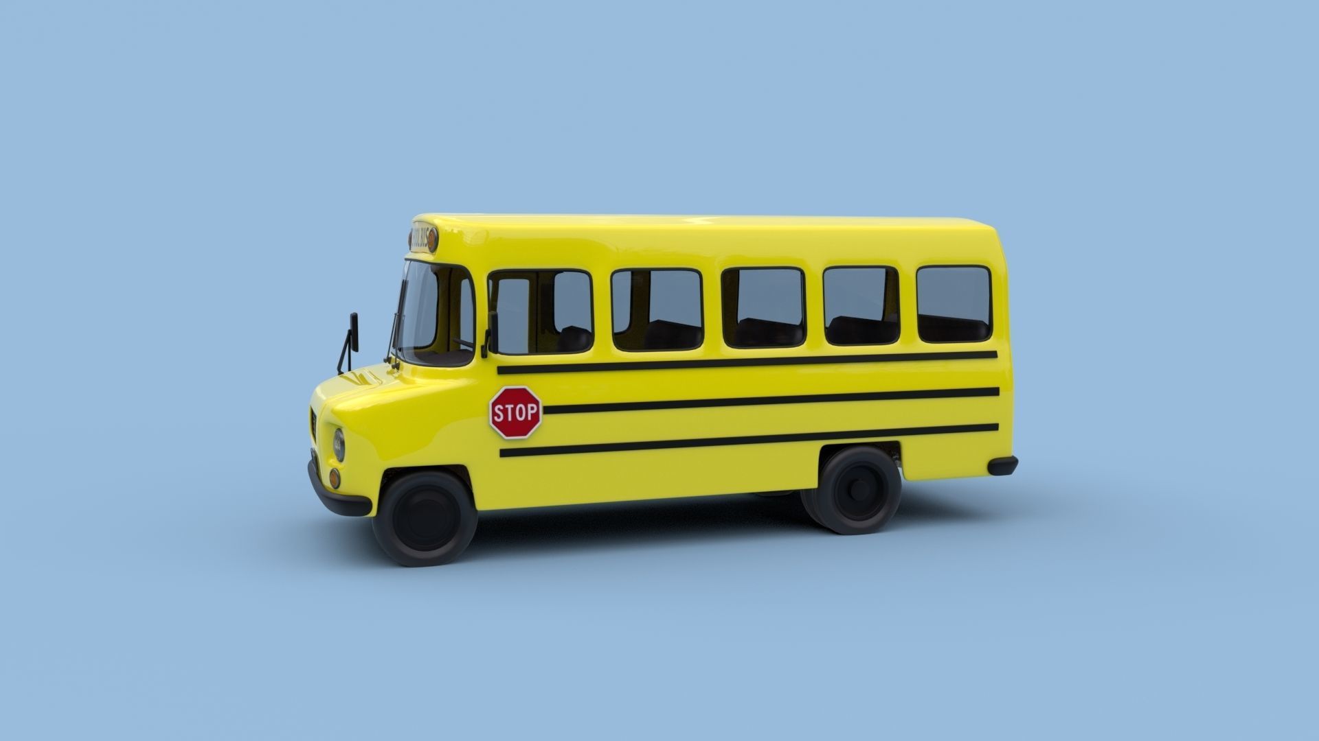 Cartoon School Bus 3D model_12