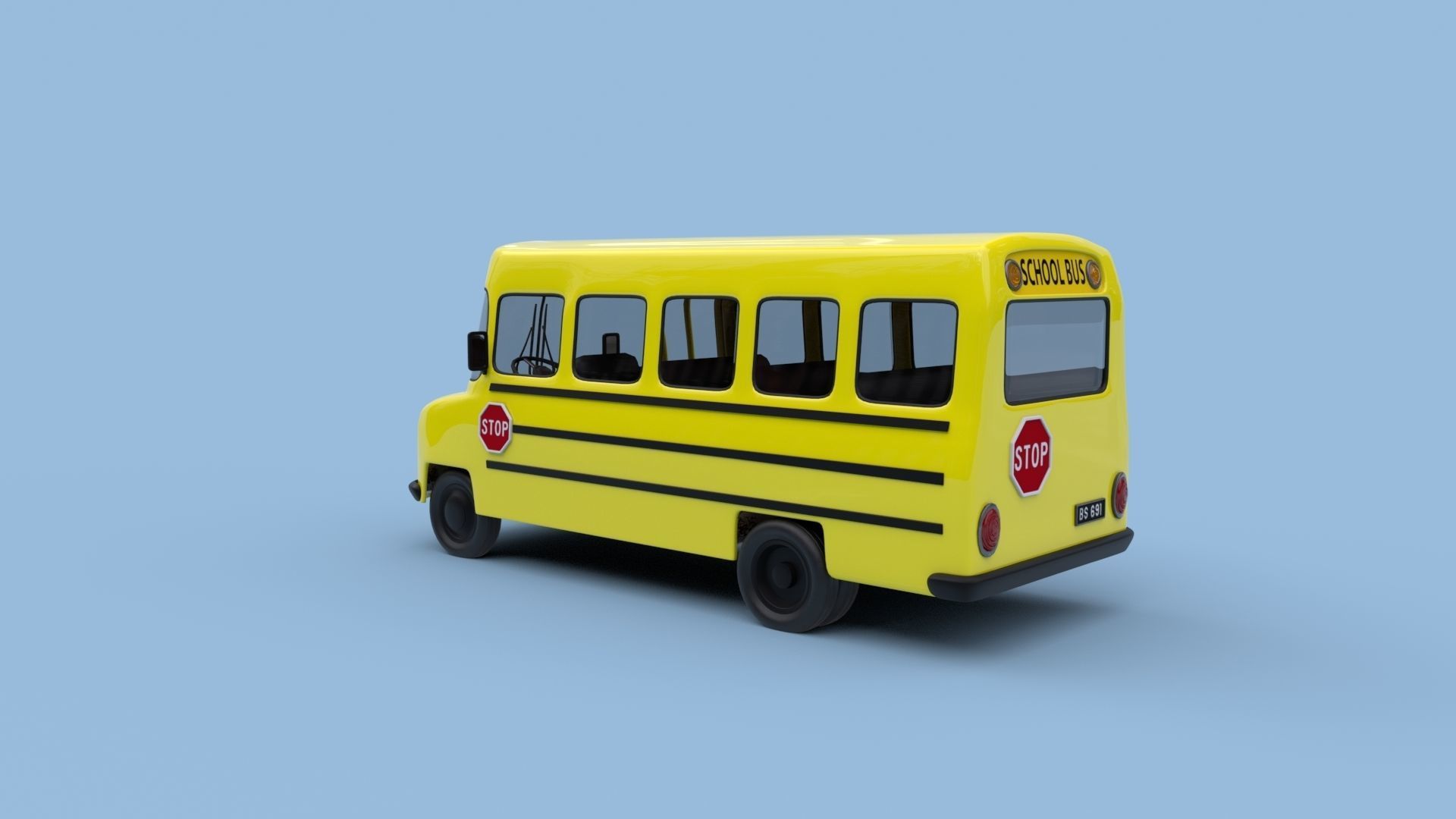 Cartoon School Bus 3D model_10