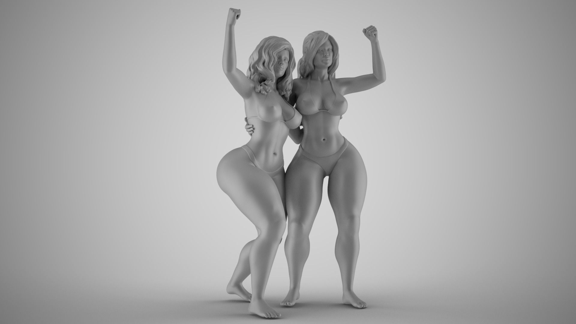 Girls Having Fun 3D print model_3