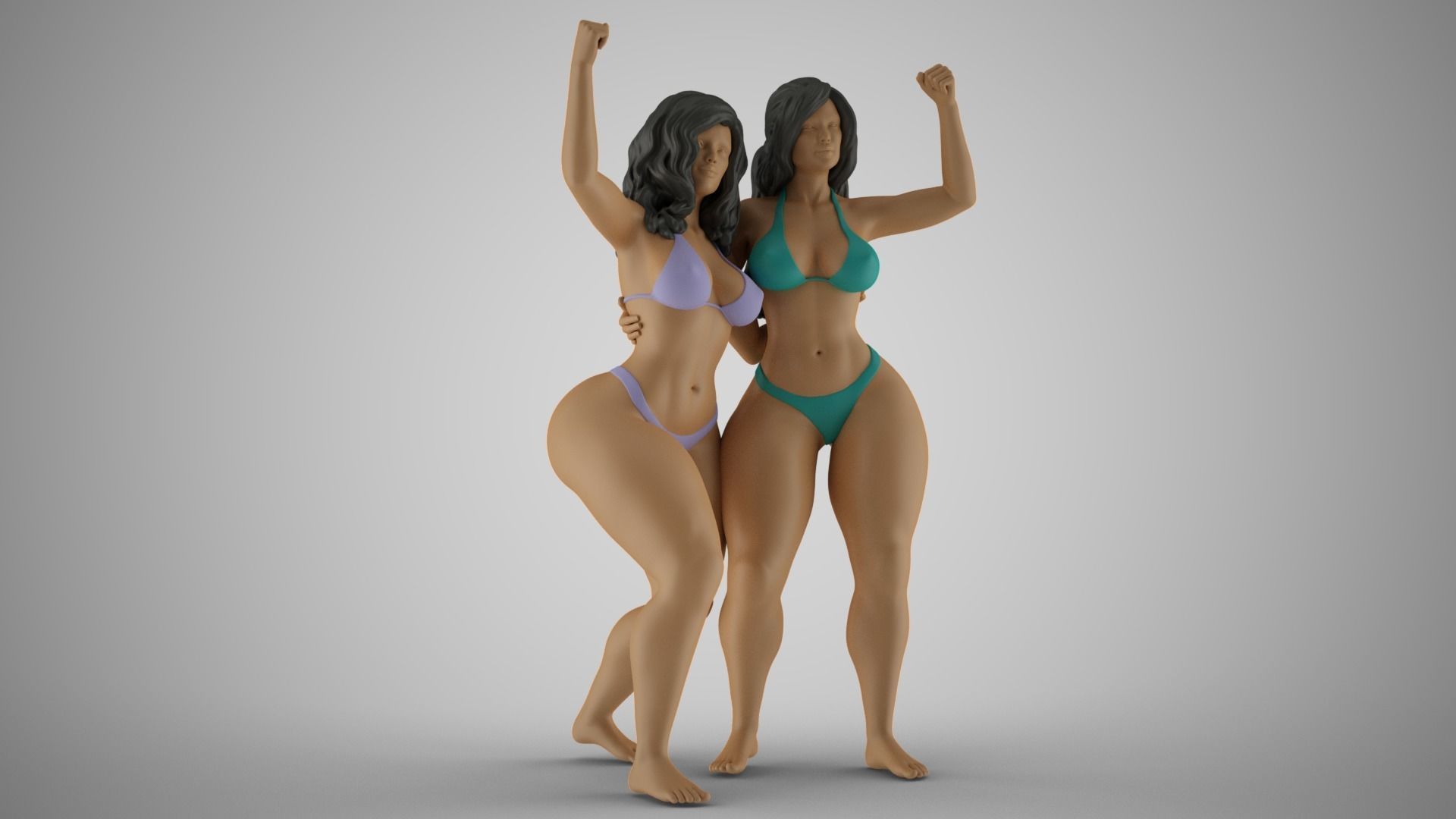 Girls Having Fun 3D print model_4