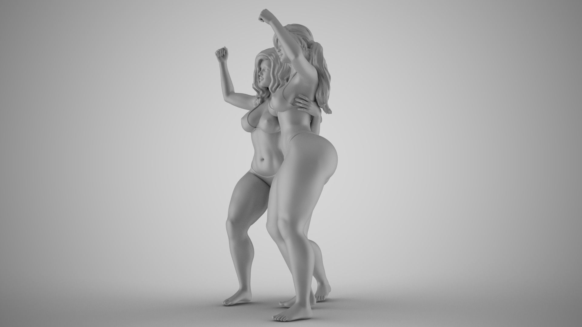 Girls Having Fun 3D print model_1