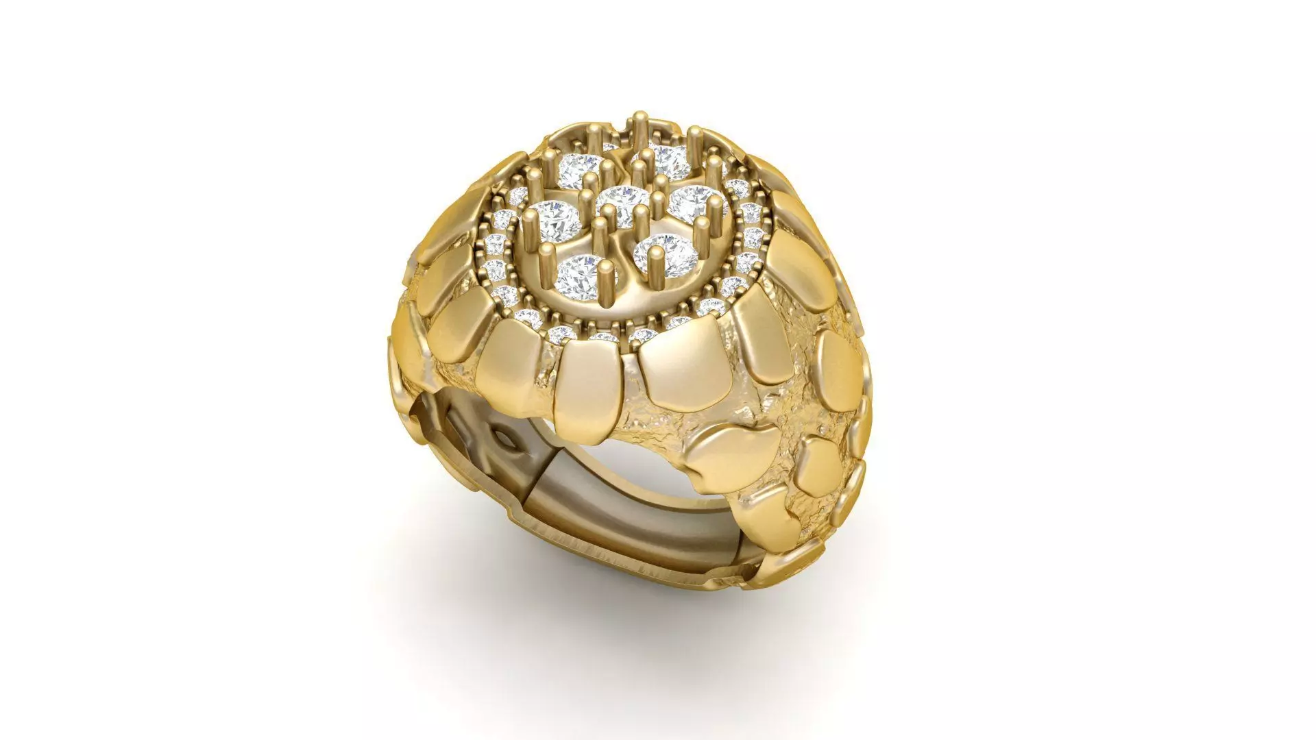 Gents Diamond Nugget Ring 11 3D print model