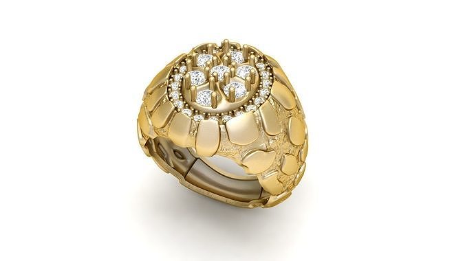 Gents Diamond  Nugget Ring 11 3D print model