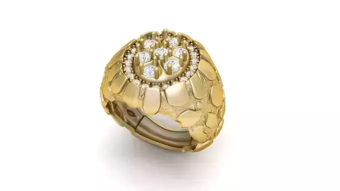 Gents Diamond  Nugget Ring 11 3D print model