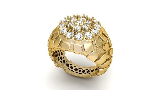 Gents Diamond  Nugget Ring 12 3D print model