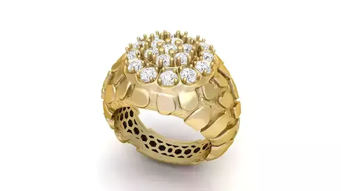 Gents Diamond  Nugget Ring 12 3D print model