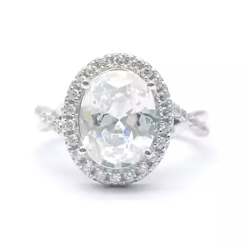 3DM Format Moissanite halo engagement ring