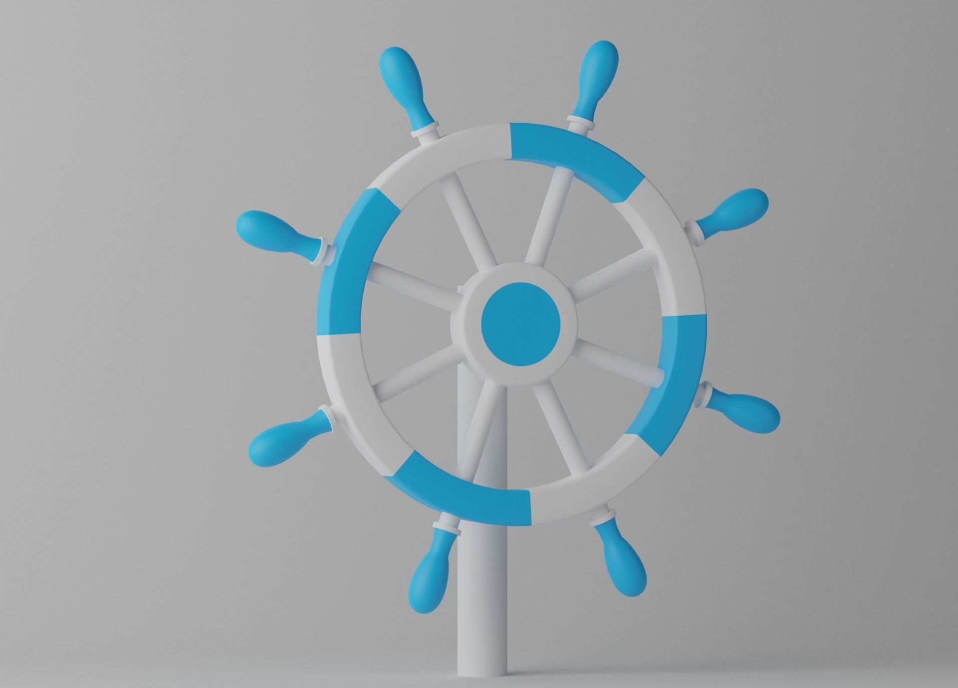 Ships Steering Wheel Low-poly 3D model_1