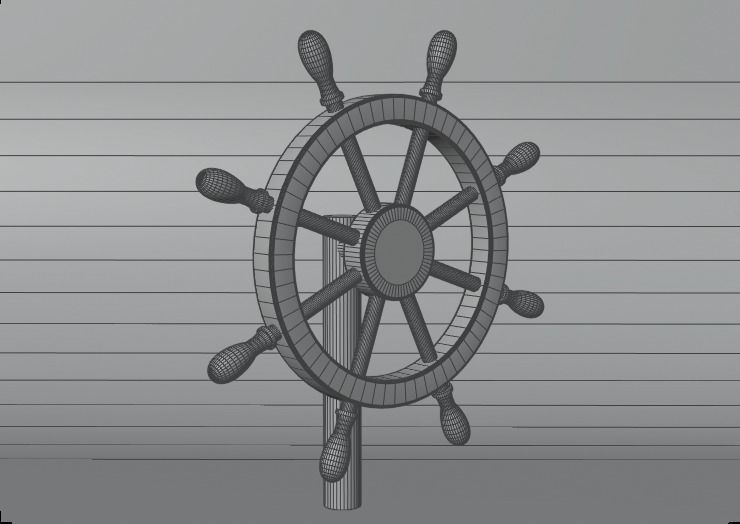 Ships Steering Wheel Low-poly 3D model_9
