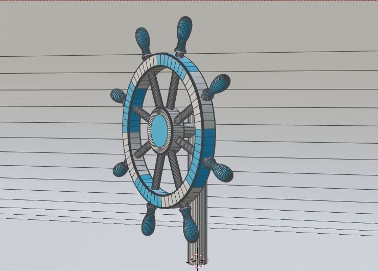 Ships Steering Wheel Low-poly 3D model_7