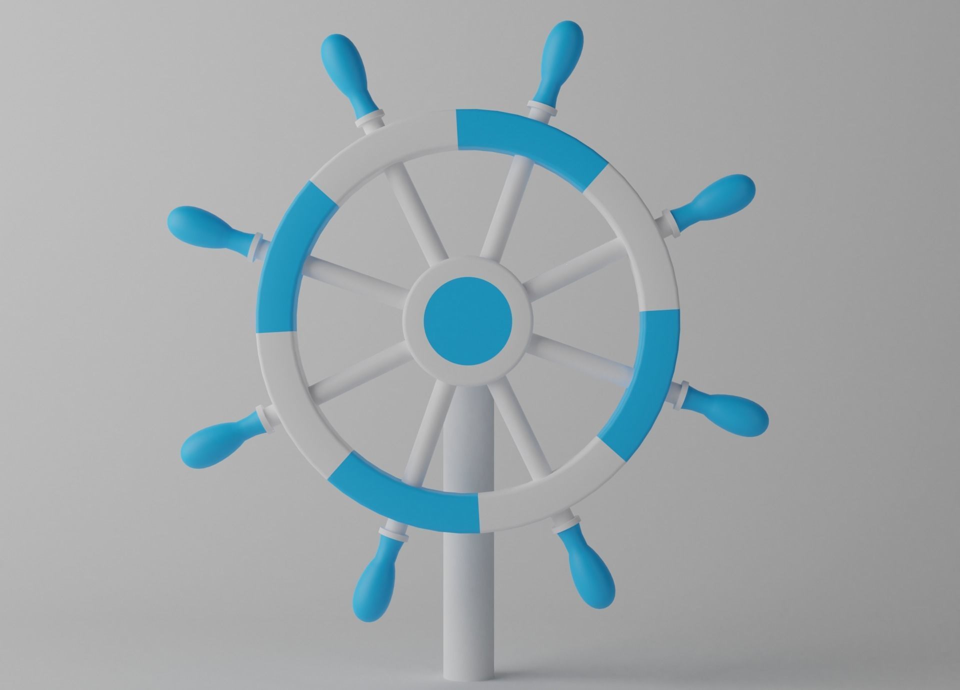 Ships Steering Wheel Low-poly 3D model_2
