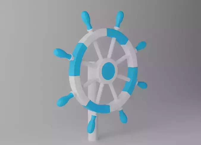 Ships Steering Wheel Low-poly 3D model