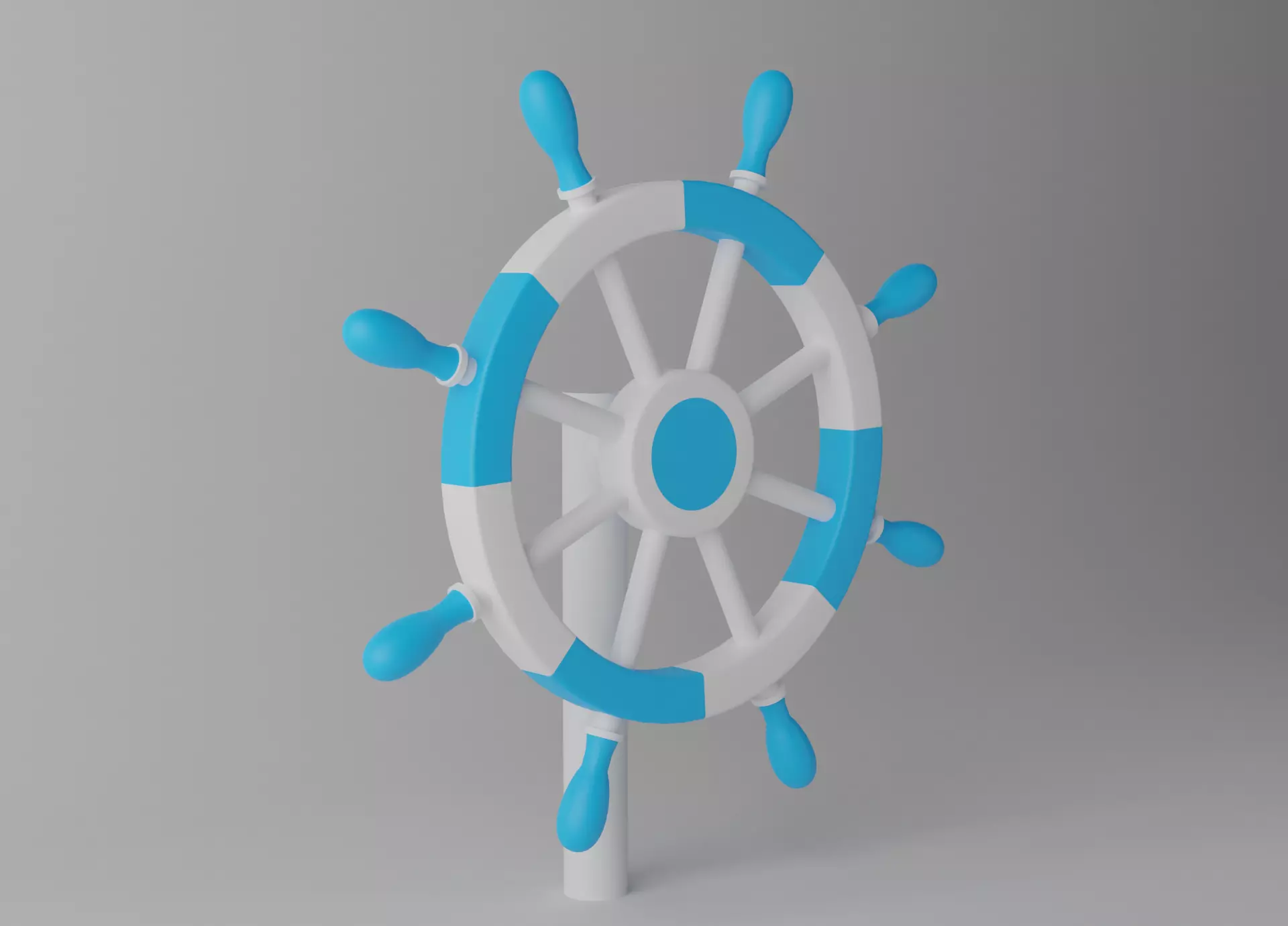 Ships Steering Wheel Low-poly 3D model_0