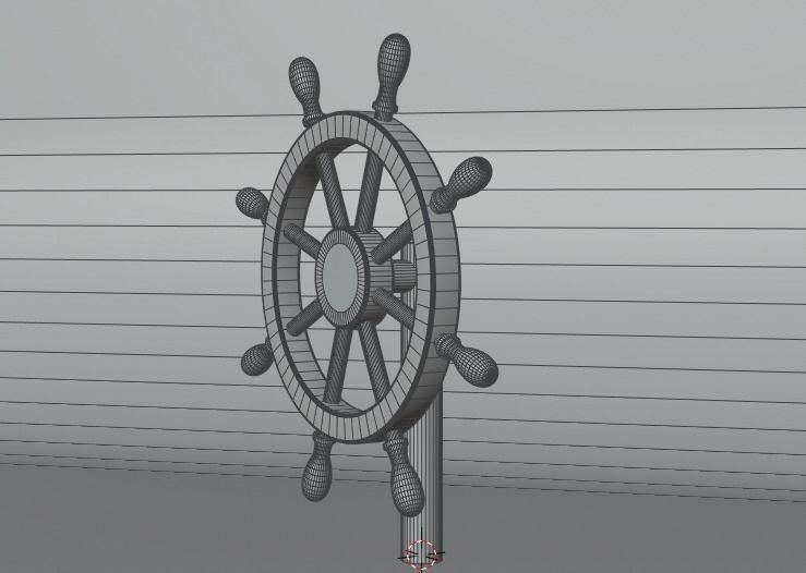 Ships Steering Wheel Low-poly 3D model_8