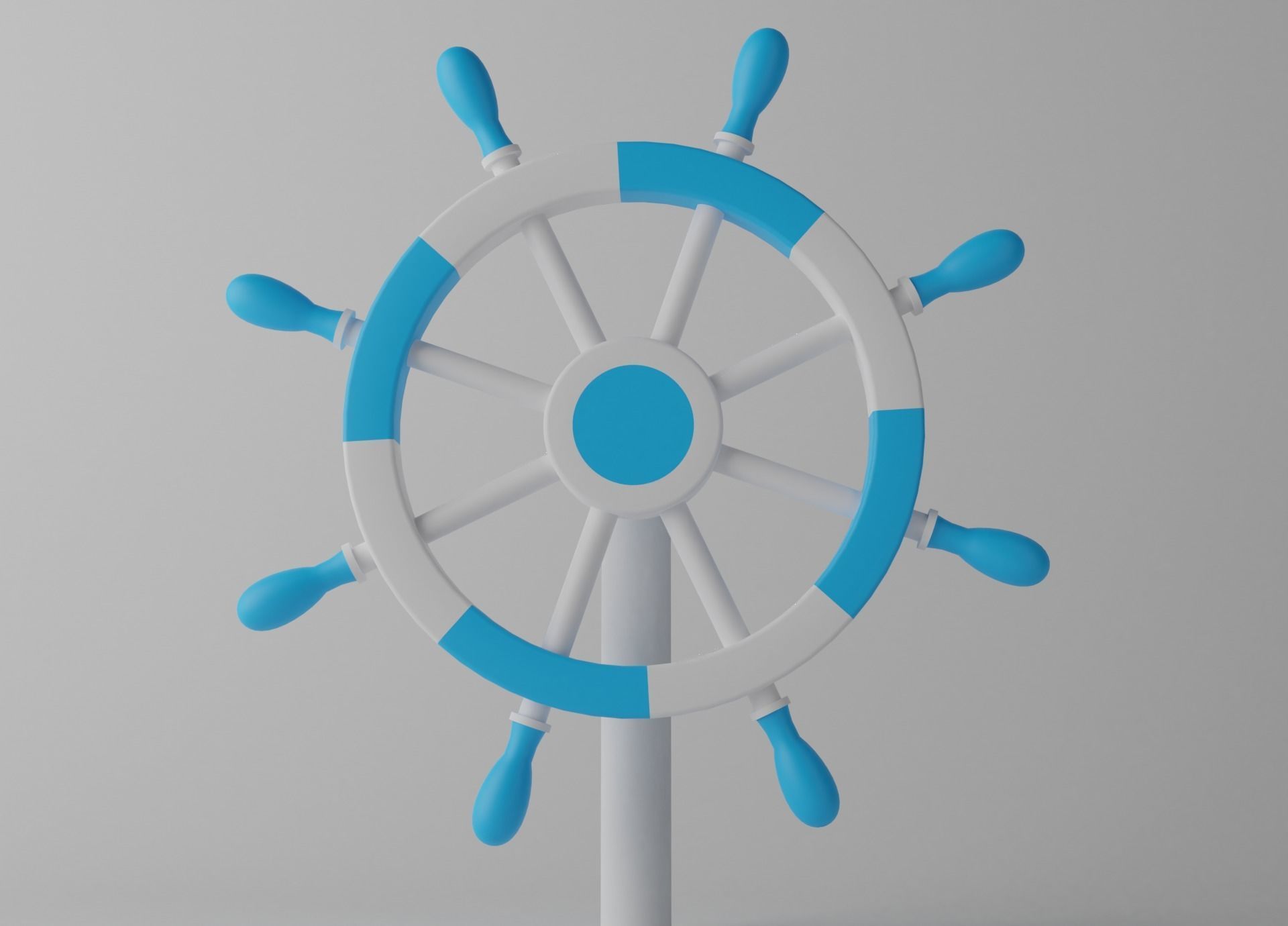 Ships Steering Wheel Low-poly 3D model_4