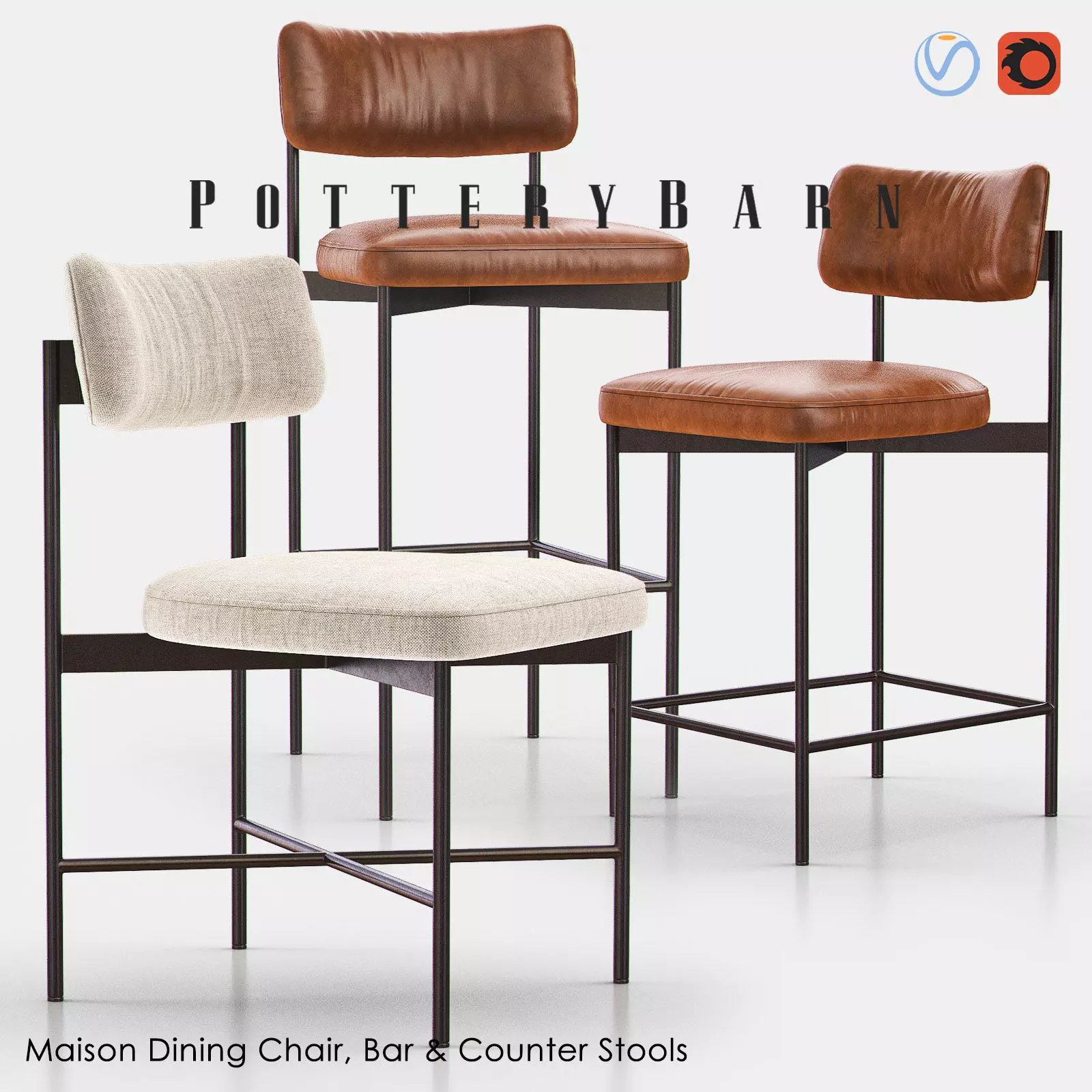 MAISON Dining Chair Bar and Counter Stools 3D model