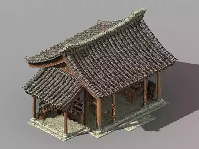Changxinfang-Woodcarving Room-Timber Warehouse 01 3D model