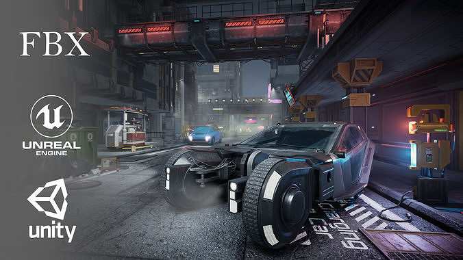 CyberPunk City Low-poly 3D model