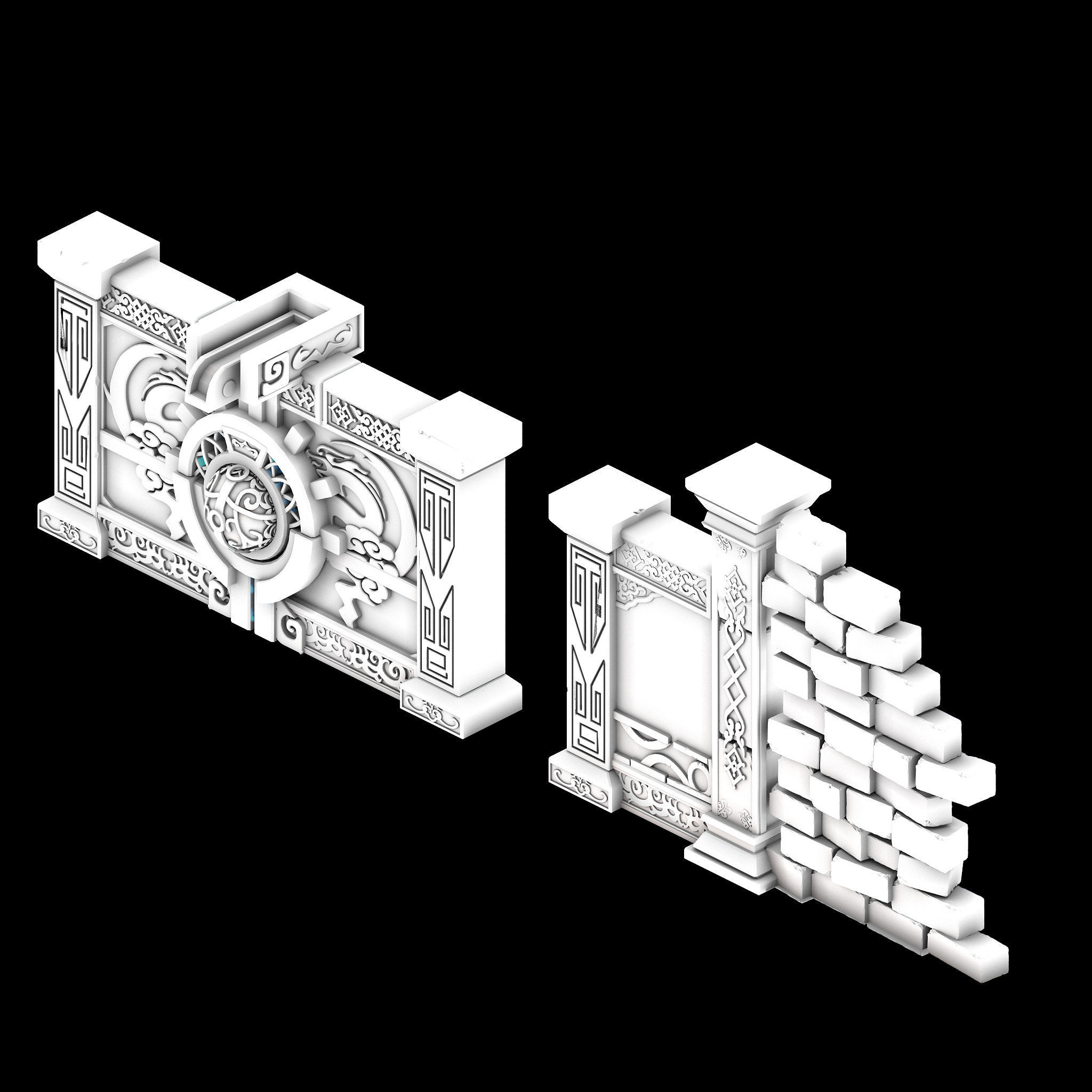 Zhentian Palace-Gate 01 3D model_3