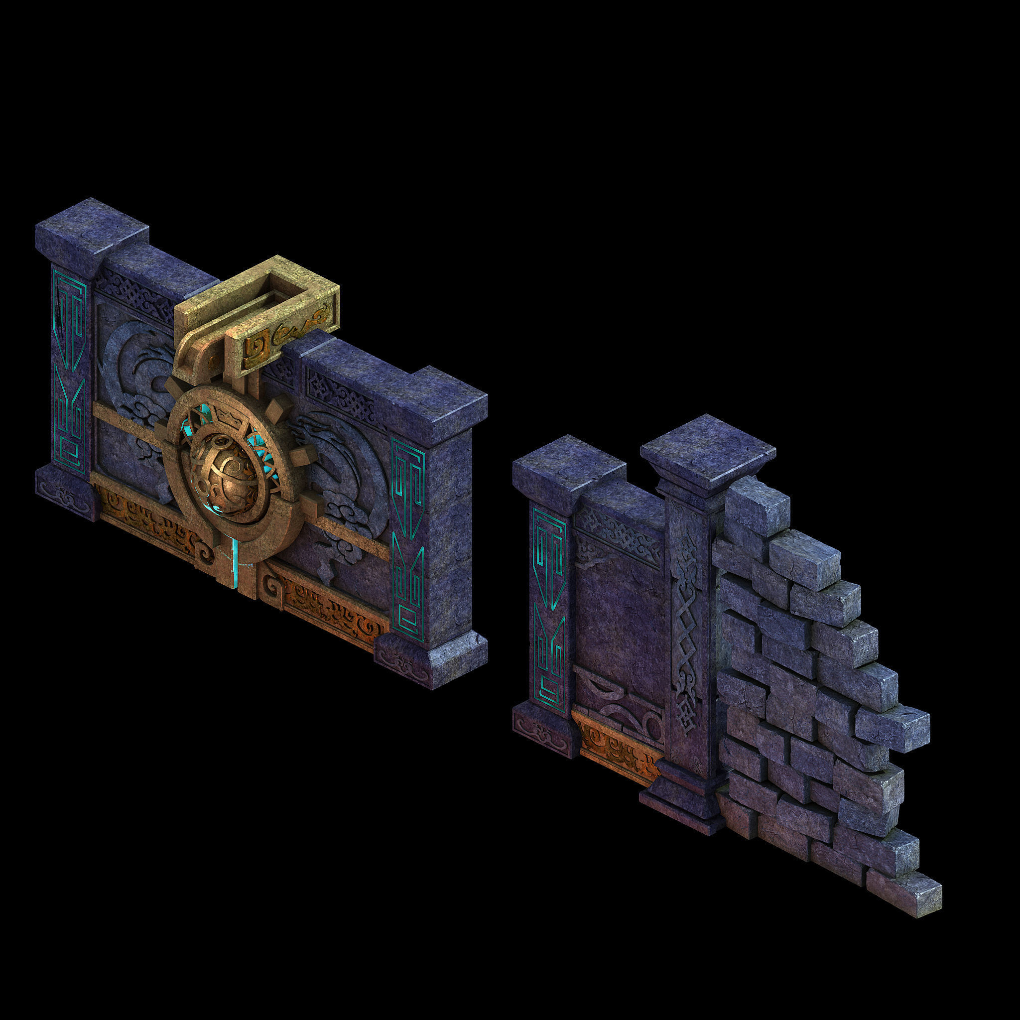 Zhentian Palace-Gate 01 3D model_1