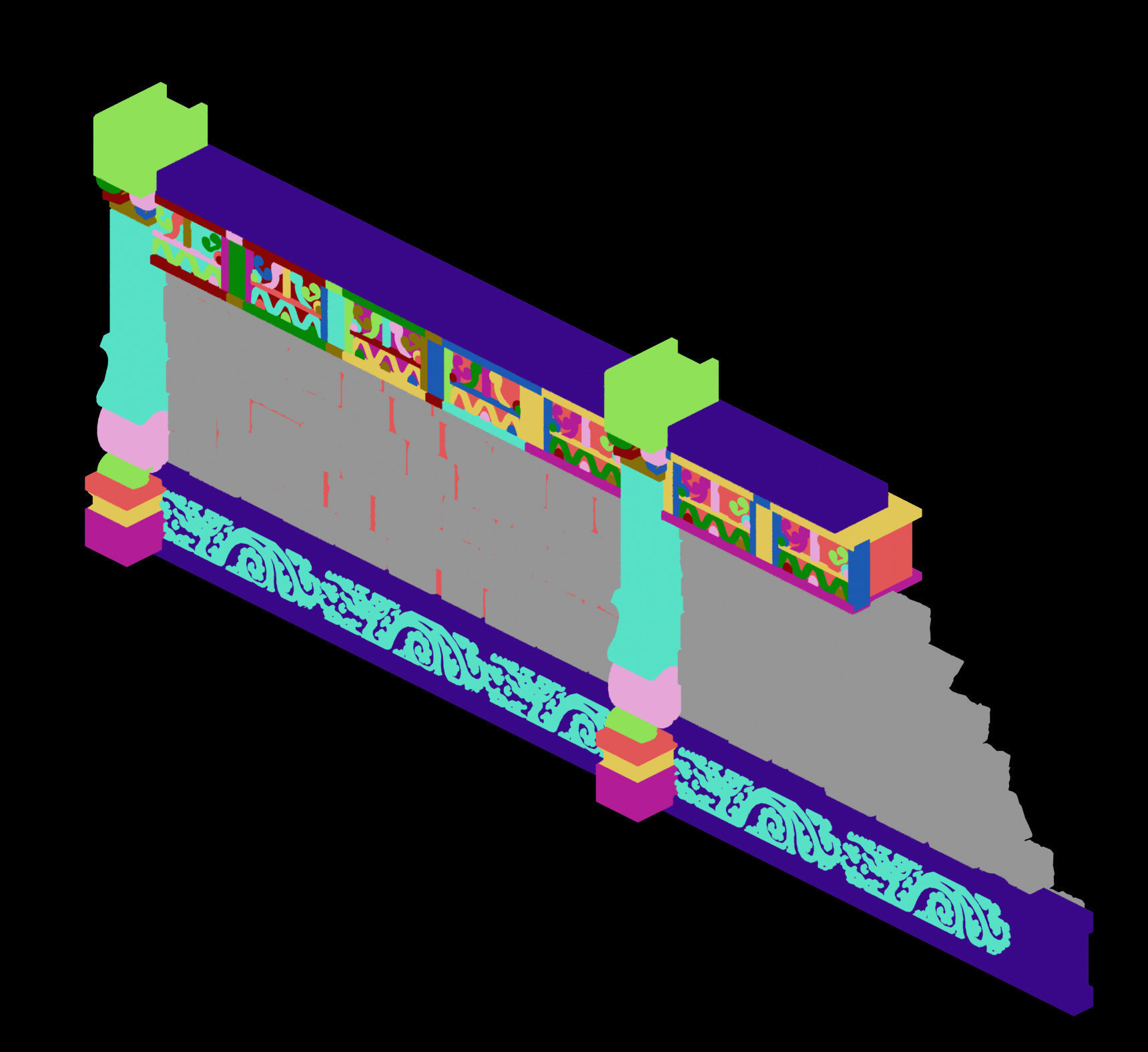 Zhentian Palace-Wall 2 3D model_2