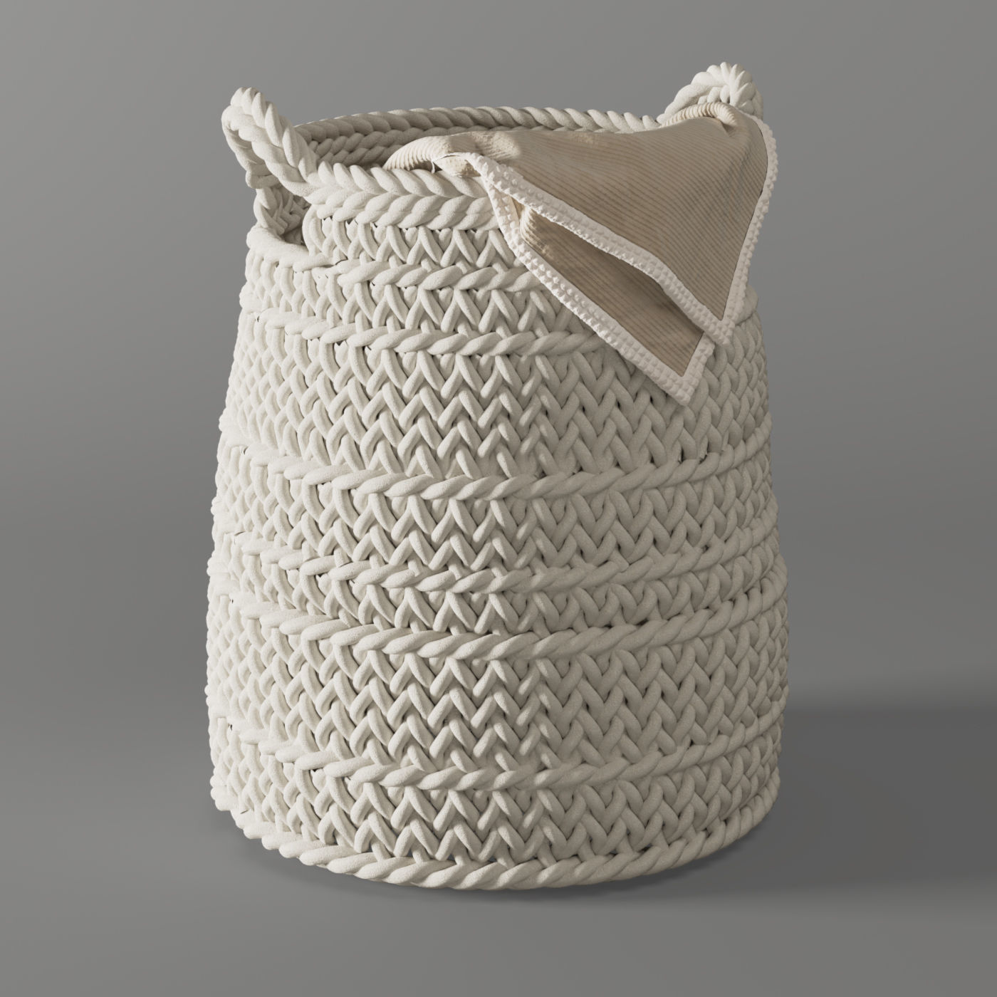 Pottery Barn Ivory Chunky Knit Nursery Storage 3D model_3