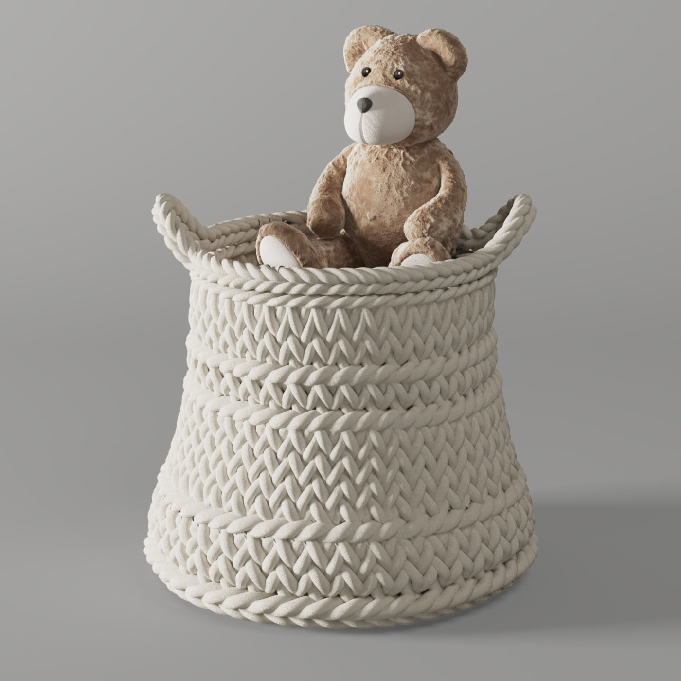 Pottery Barn Ivory Chunky Knit Nursery Storage 3D model_5