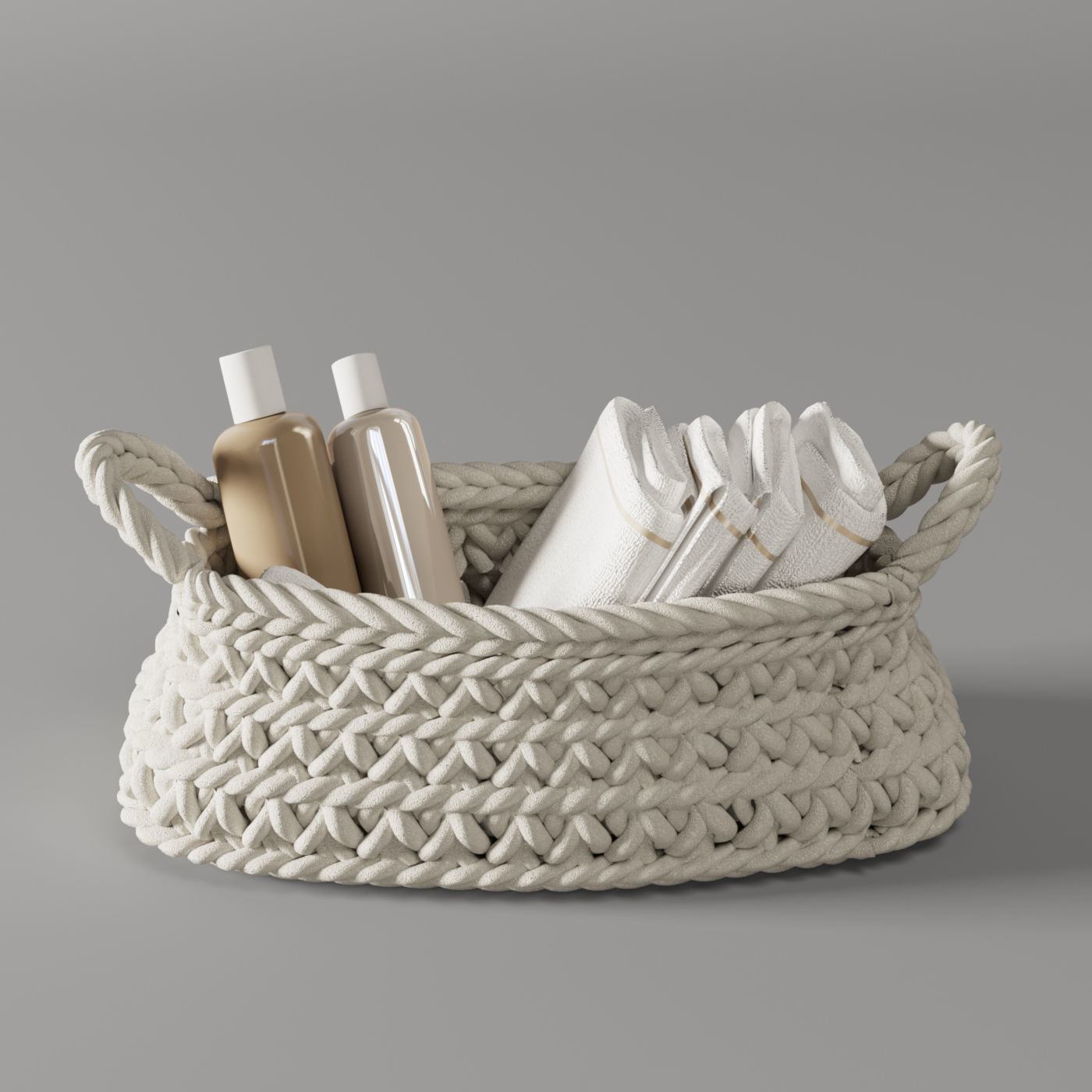 Pottery Barn Ivory Chunky Knit Nursery Storage 3D model_7