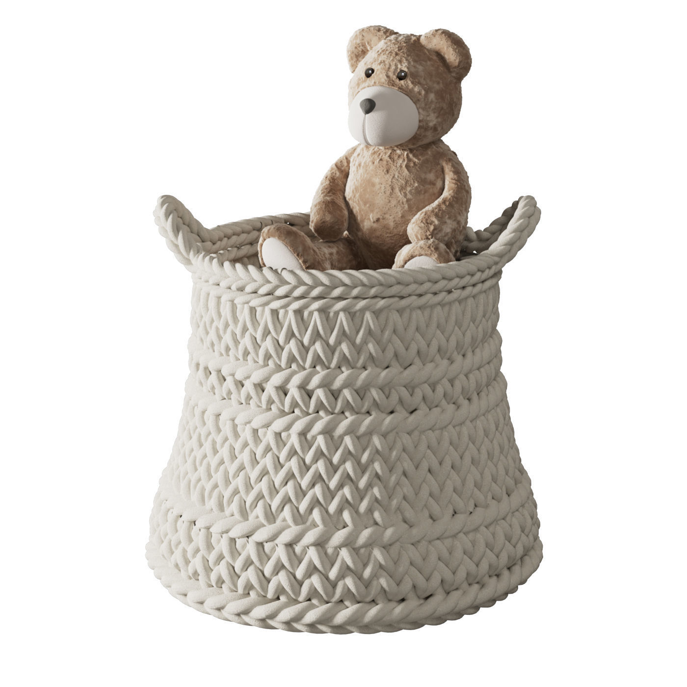 Pottery Barn Ivory Chunky Knit Nursery Storage 3D model_4